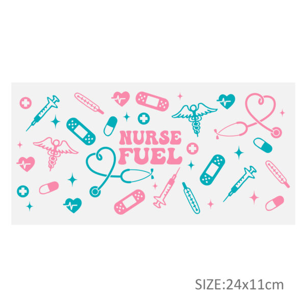 Stethoscope Thermometer 16oz Tumbler Template DTF Sticker Cup Personalize UV Wrap Transfer Sticker Custom Label DIY Waterproof - Image 8