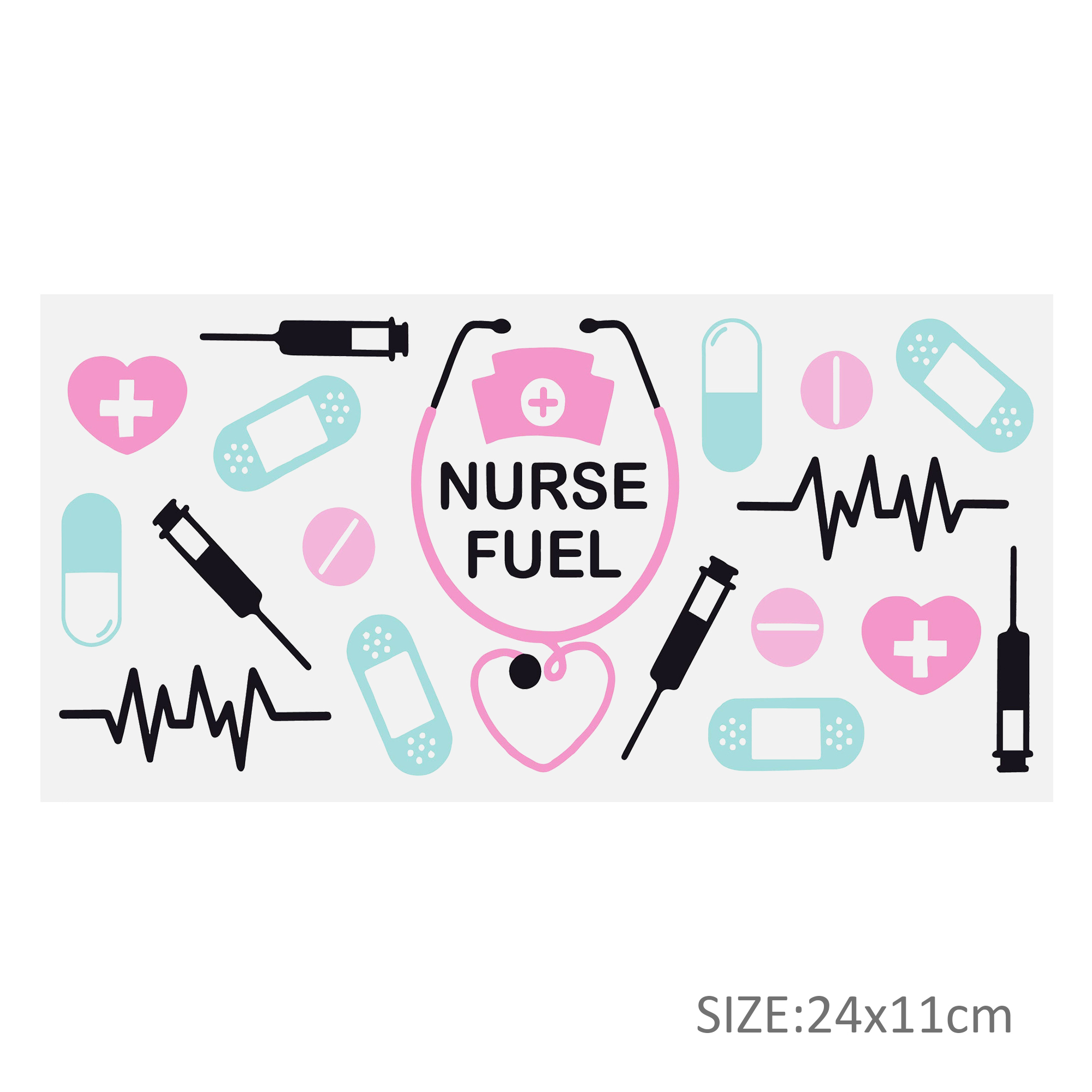 Stethoscope Thermometer 16oz Tumbler Template DTF Sticker Cup Personalize UV Wrap Transfer Sticker Custom Label DIY Waterproof - Image 9