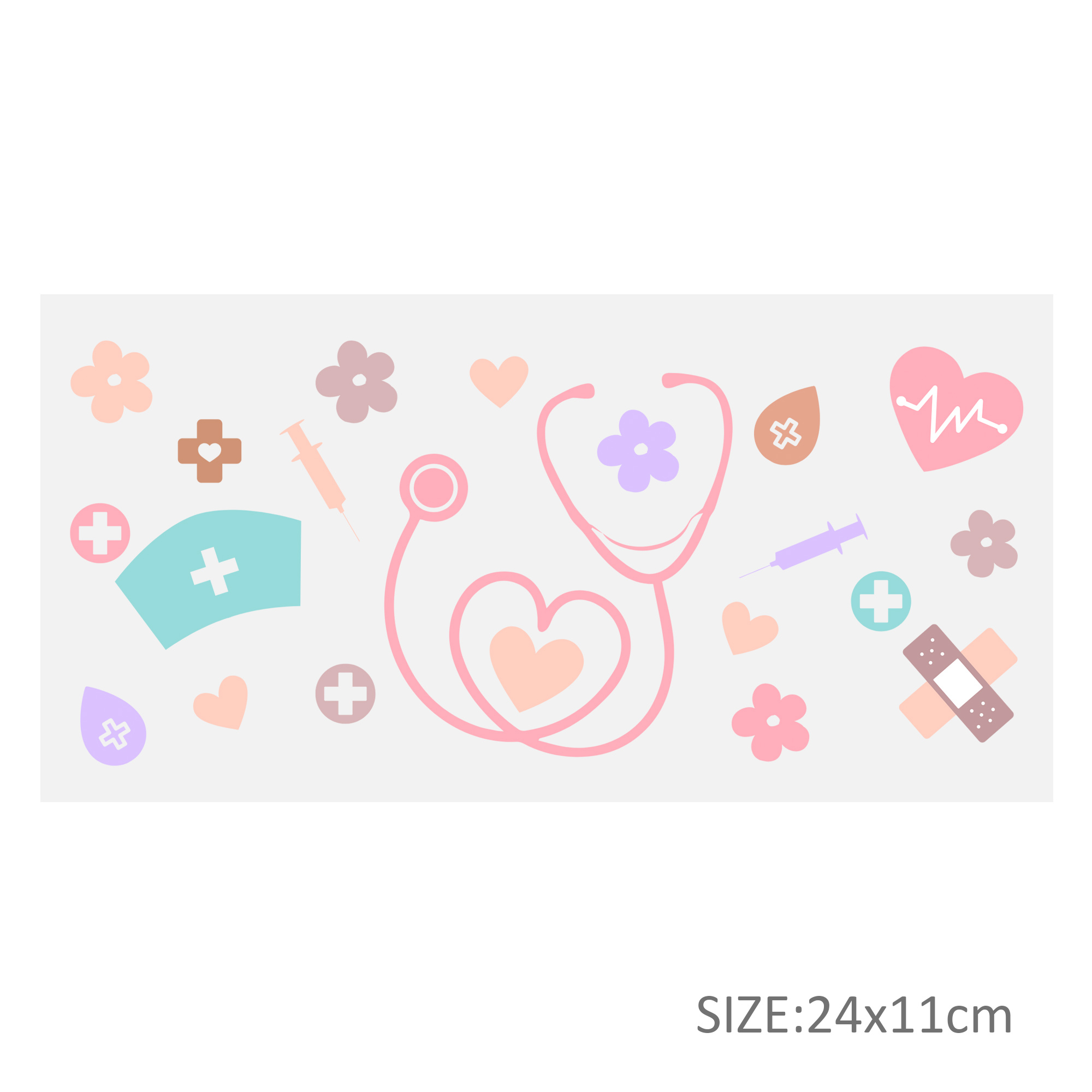 Stethoscope Thermometer 16oz Tumbler Template DTF Sticker Cup Personalize UV Wrap Transfer Sticker Custom Label DIY Waterproof - Image 12
