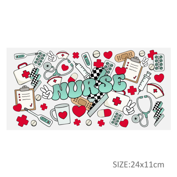 Stethoscope Thermometer 16oz Tumbler Template DTF Sticker Cup Personalize UV Wrap Transfer Sticker Custom Label DIY Waterproof - Image 13