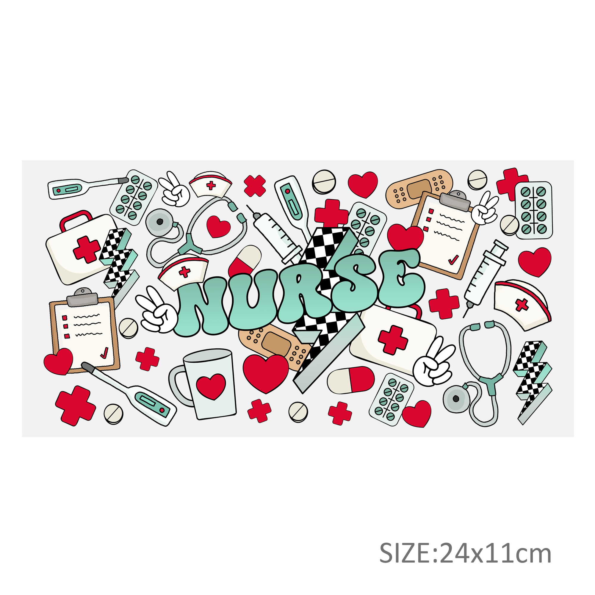 Stethoscope Thermometer 16oz Tumbler Template DTF Sticker Cup Personalize UV Wrap Transfer Sticker Custom Label DIY Waterproof - Image 13