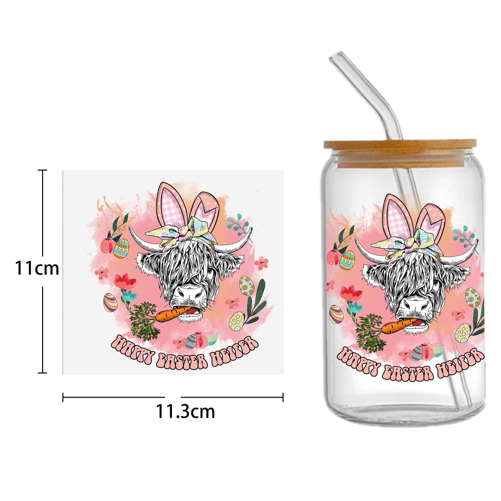 Easter Bunny Carrot UV DTF Sticker For 16oz Cups Wrap Transfer Sticker Custom Labels DIY Logo Waterproof