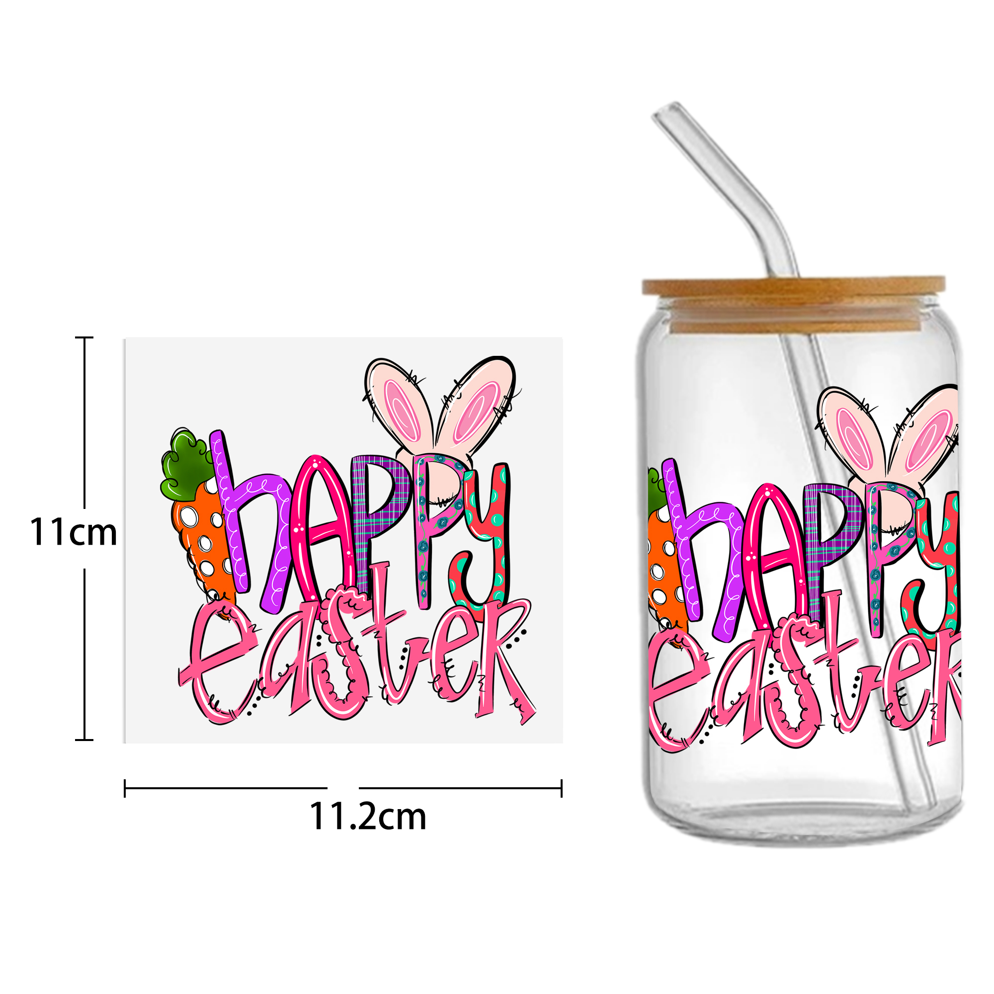 Easter Bunny Carrot UV DTF Sticker For 16oz Cups Wrap Transfer Sticker Custom Labels DIY Logo Waterproof - Image 3