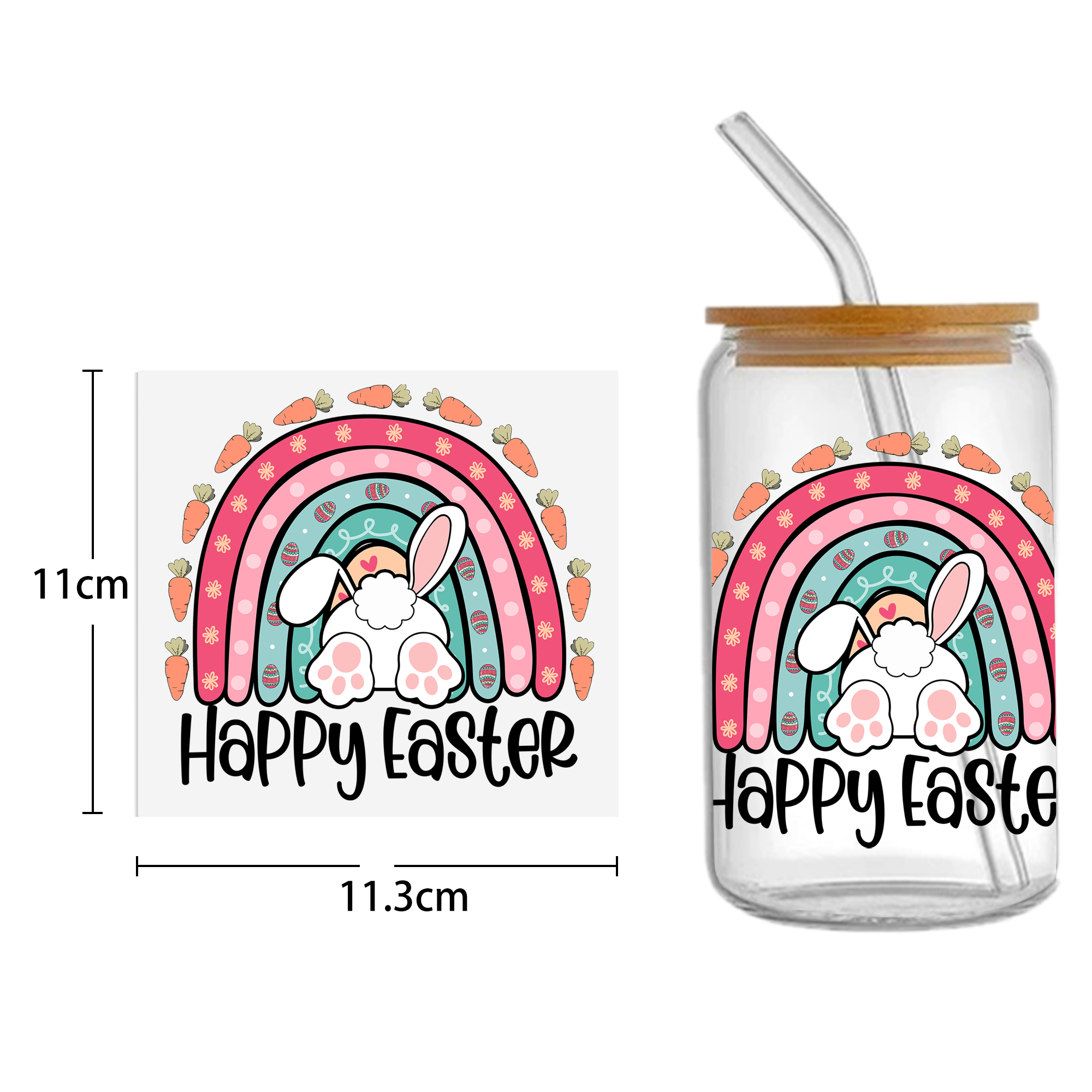 Easter Bunny Carrot UV DTF Sticker For 16oz Cups Wrap Transfer Sticker Custom Labels DIY Logo Waterproof - Image 30