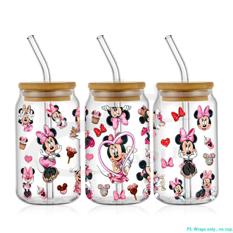 Mickey 16oz Glass Can UV DTF Wrap DIY Glass Can UV DTF Transfer Senior 3D Sticker Bad Witches - Image 2
