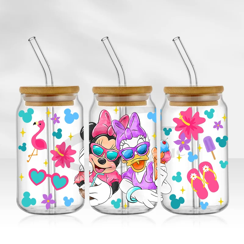Mickey 16oz Glass Can UV DTF Wrap DIY Glass Can UV DTF Transfer Senior 3D Sticker Bad Witches - Image 4