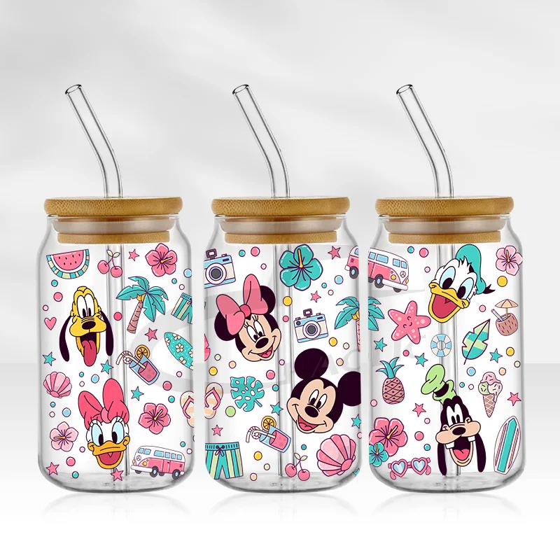 Mickey 16oz Glass Can UV DTF Wrap DIY Glass Can UV DTF Transfer Senior 3D Sticker Bad Witches - Image 6
