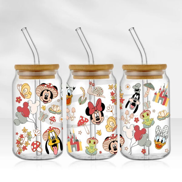 Mickey 16oz Glass Can UV DTF Wrap DIY Glass Can UV DTF Transfer Senior 3D Sticker Bad Witches - Image 7
