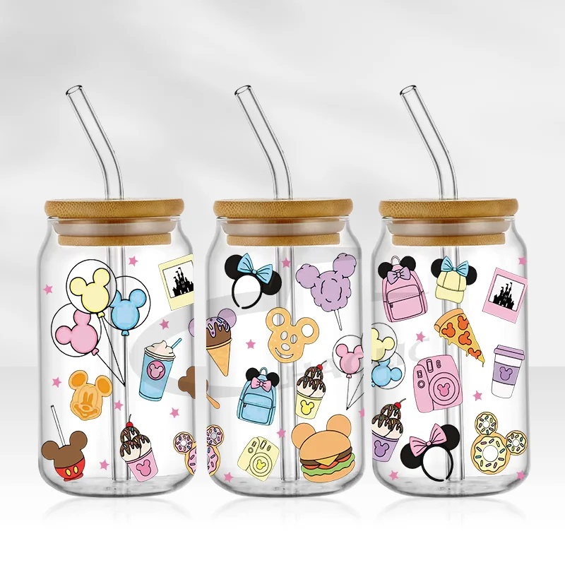 Mickey 16oz Glass Can UV DTF Wrap DIY Glass Can UV DTF Transfer Senior 3D Sticker Bad Witches - Image 8