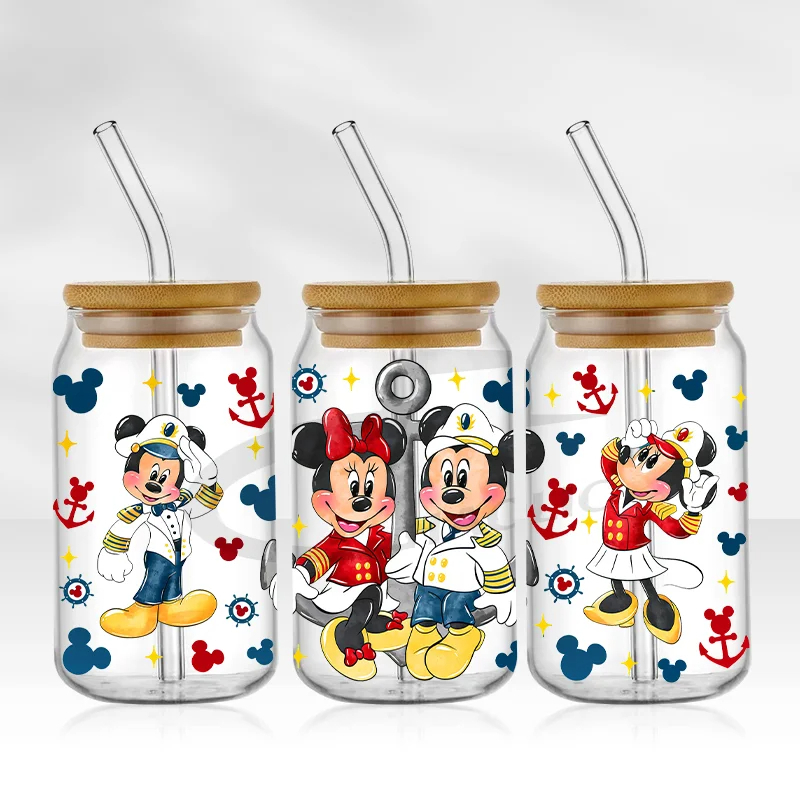 Mickey 16oz Glass Can UV DTF Wrap DIY Glass Can UV DTF Transfer Senior 3D Sticker Bad Witches - Image 10