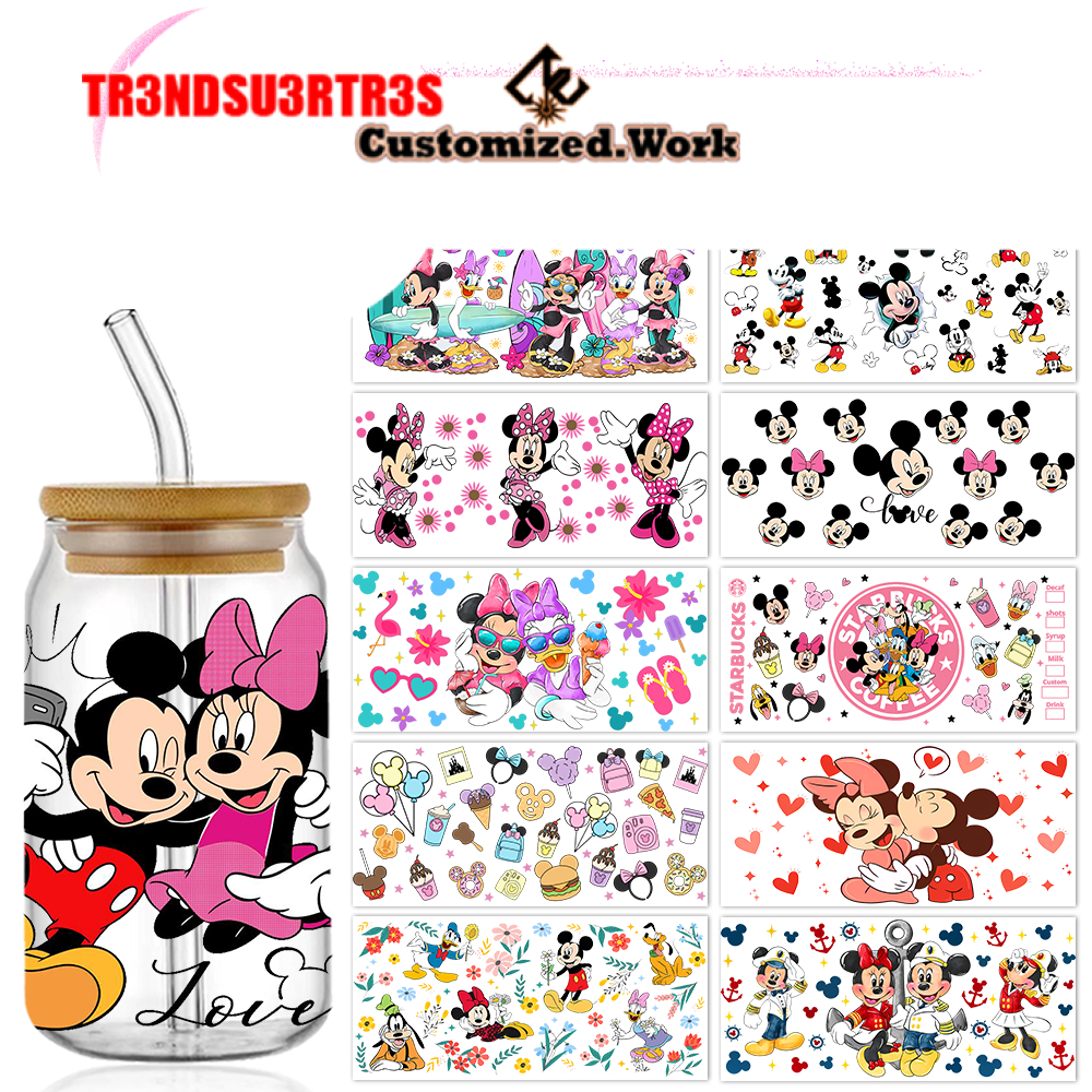 Mickey 16oz Glass Can UV DTF Wrap DIY Glass Can UV DTF Transfer Senior 3D Sticker Bad Witches - Image 13
