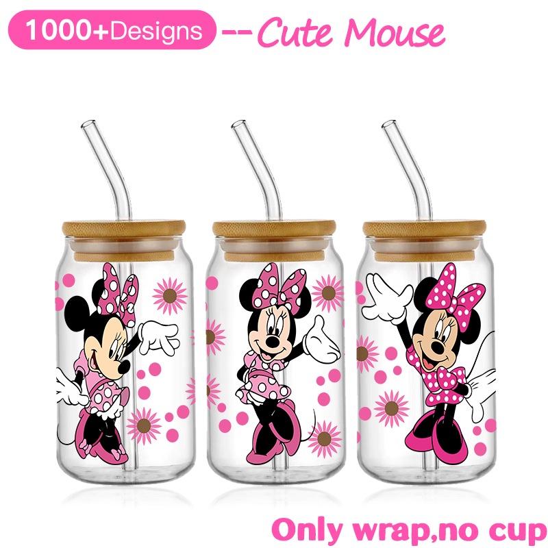 Mickey 16oz Glass Can UV DTF Wrap DIY Glass Can UV DTF Transfer Senior 3D Sticker Bad Witches - Image 16
