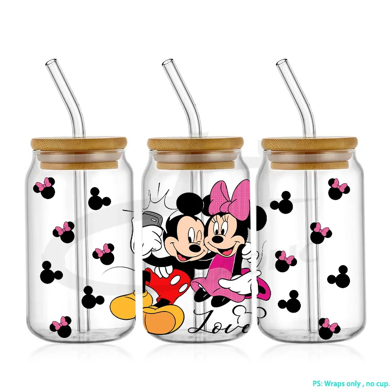 Mickey 16oz Glass Can UV DTF Wrap DIY Glass Can UV DTF Transfer Senior 3D Sticker Bad Witches - Image 26