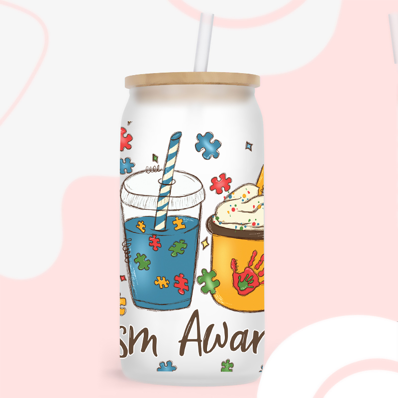 UV DTF Transfer Sticker Autism Theme For The 16oz Libbey Glasses Wraps Cup Can DIY Waterproof Easy To Use Custom Decals D3328 - Image 5