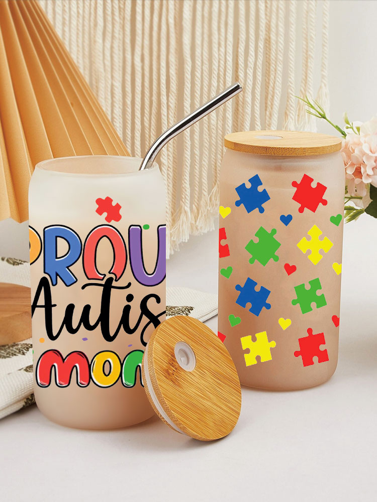 UV DTF Transfer Sticker Autism Theme For The 16oz Libbey Glasses Wraps Cup Can DIY Waterproof Easy To Use Custom Decals D3328 - Image 7