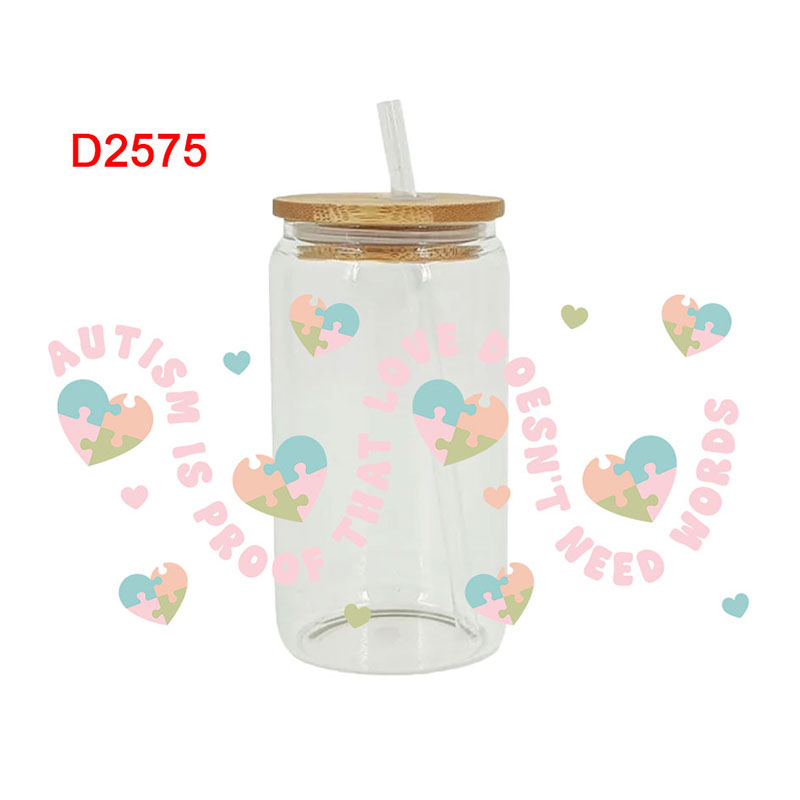 UV DTF Transfer Sticker Autism Theme For The 16oz Libbey Glasses Wraps Cup Can DIY Waterproof Easy To Use Custom Decals D3328 - Image 10