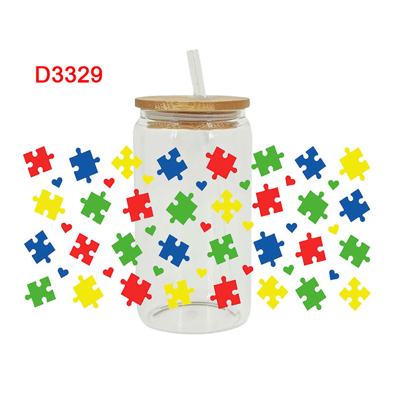 UV DTF Transfer Sticker Autism Theme For The 16oz Libbey Glasses Wraps Cup Can DIY Waterproof Easy To Use Custom Decals D3328 - Image 11