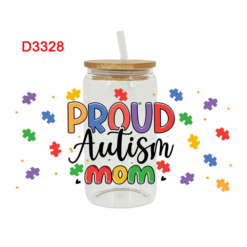 UV DTF Transfer Sticker Autism Theme For The 16oz Libbey Glasses Wraps Cup Can DIY Waterproof Easy To Use Custom Decals D3328 - Image 12