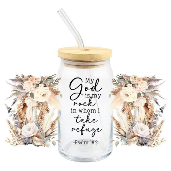 UV DTF Bible Verses God Jesus Christ Transfer 16oz Glass Mug Cup High Quality Waterproof Sticker - Image 11