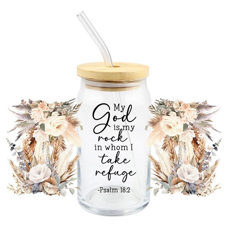UV DTF Bible Verses God Jesus Christ Transfer 16oz Glass Mug Cup High Quality Waterproof Sticker - Image 11