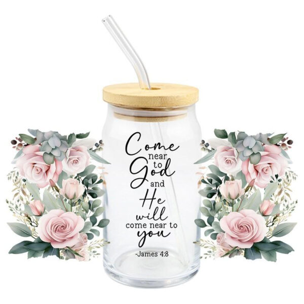 UV DTF Bible Verses God Jesus Christ Transfer 16oz Glass Mug Cup High Quality Waterproof Sticker - Image 15