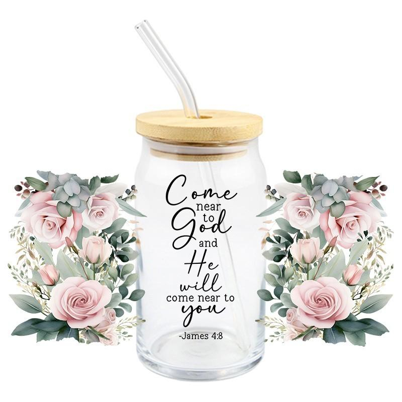 UV DTF Bible Verses God Jesus Christ Transfer 16oz Glass Mug Cup High Quality Waterproof Sticker - Image 15