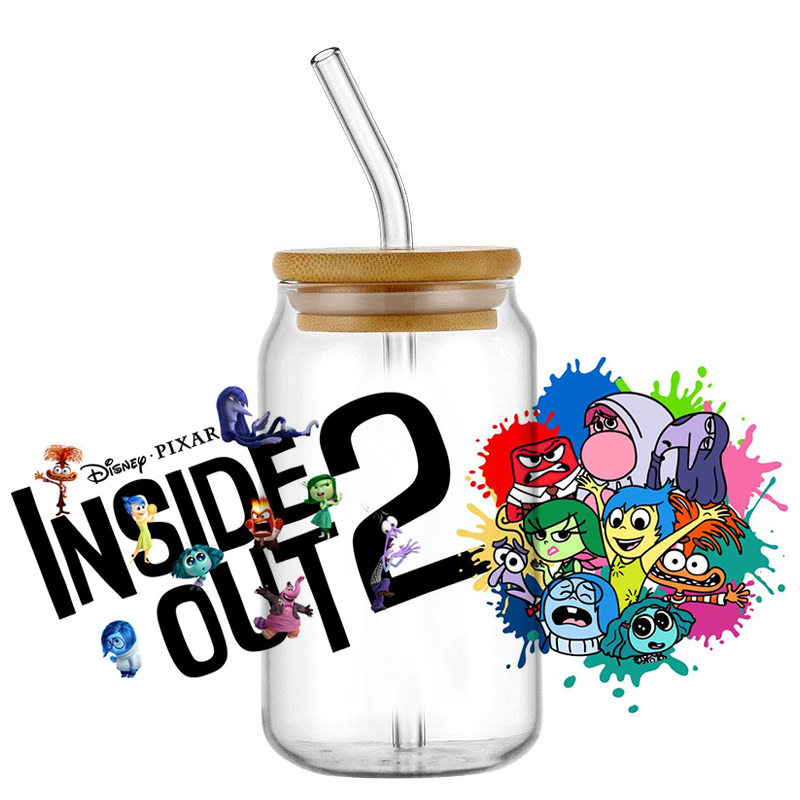 Miniso 3D Cartoon Waterproof Transfer Sticker Inside Out Decal UV DTF Cup Wrap for 16oz Cool Glasses DIY Mug Washable Sticker - Image 2