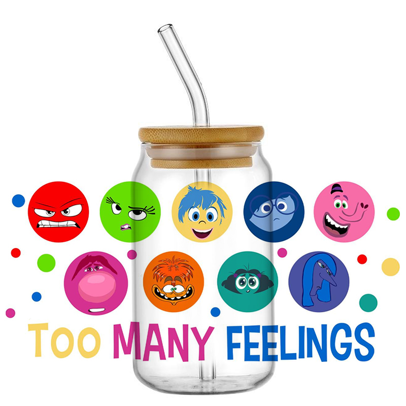 Miniso 3D Cartoon Waterproof Transfer Sticker Inside Out Decal UV DTF Cup Wrap for 16oz Cool Glasses DIY Mug Washable Sticker - Image 3