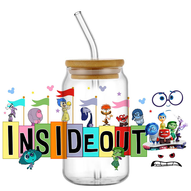 Miniso 3D Cartoon Waterproof Transfer Sticker Inside Out Decal UV DTF Cup Wrap for 16oz Cool Glasses DIY Mug Washable Sticker - Image 6
