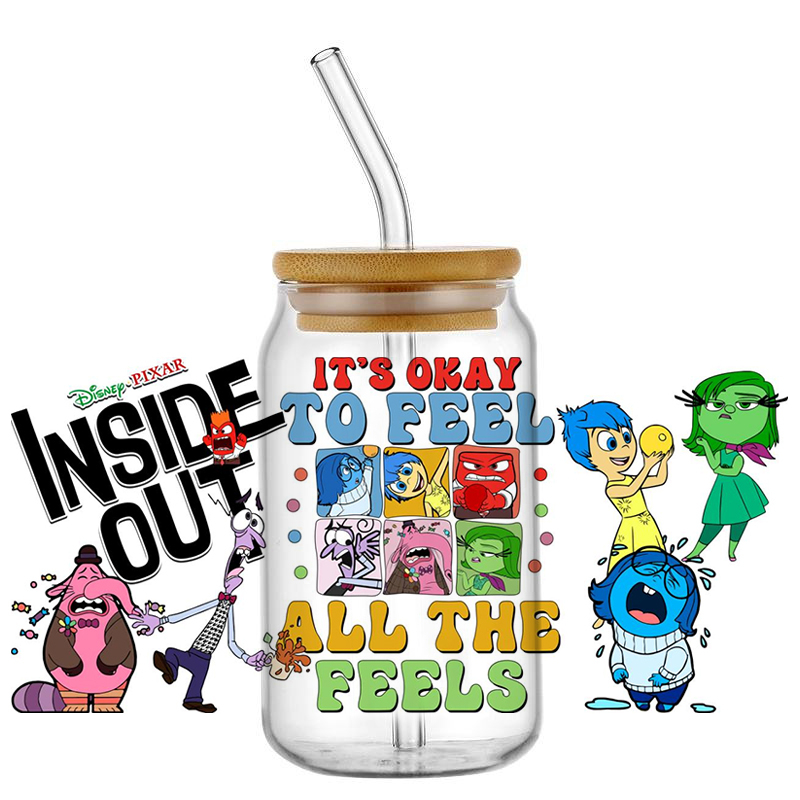 Miniso 3D Cartoon Waterproof Transfer Sticker Inside Out Decal UV DTF Cup Wrap for 16oz Cool Glasses DIY Mug Washable Sticker - Image 7