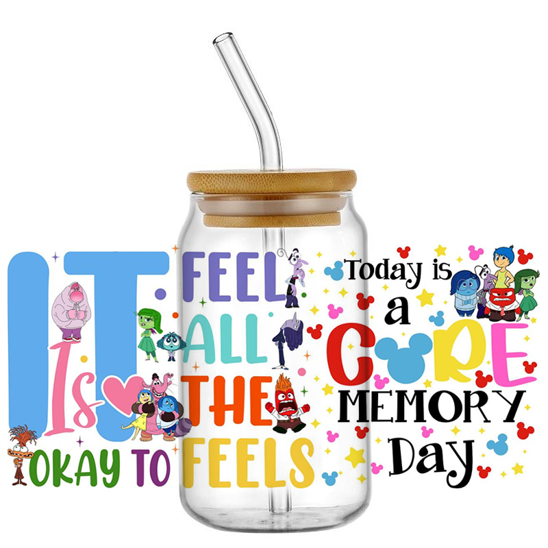 Miniso 3D Cartoon Waterproof Transfer Sticker Inside Out Decal UV DTF Cup Wrap for 16oz Cool Glasses DIY Mug Washable Sticker - Image 9