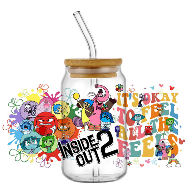 Miniso 3D Cartoon Waterproof Transfer Sticker Inside Out Decal UV DTF Cup Wrap for 16oz Cool Glasses DIY Mug Washable Sticker - Image 10