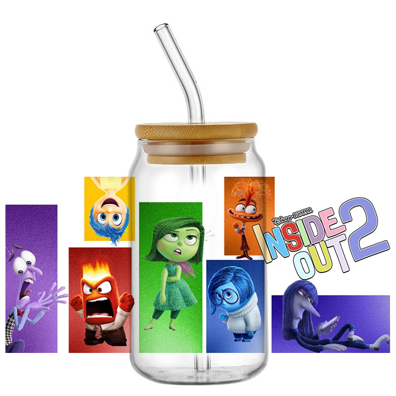 Miniso 3D Cartoon Waterproof Transfer Sticker Inside Out Decal UV DTF Cup Wrap for 16oz Cool Glasses DIY Mug Washable Sticker - Image 13