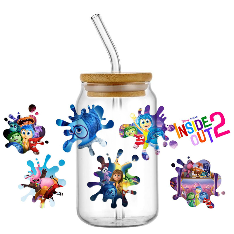 Miniso 3D Cartoon Waterproof Transfer Sticker Inside Out Decal UV DTF Cup Wrap for 16oz Cool Glasses DIY Mug Washable Sticker - Image 15
