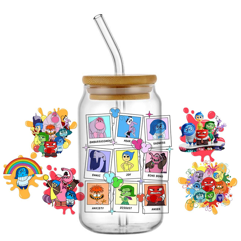 Miniso 3D Cartoon Waterproof Transfer Sticker Inside Out Decal UV DTF Cup Wrap for 16oz Cool Glasses DIY Mug Washable Sticker - Image 17