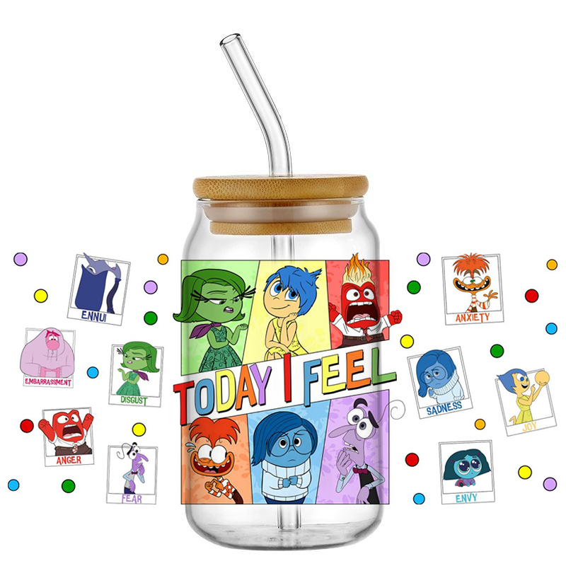 Miniso 3D Cartoon Waterproof Transfer Sticker Inside Out Decal UV DTF Cup Wrap for 16oz Cool Glasses DIY Mug Washable Sticker - Image 18
