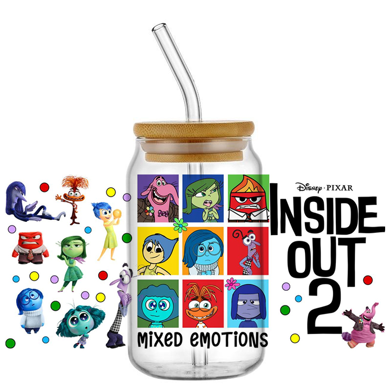 Miniso 3D Cartoon Waterproof Transfer Sticker Inside Out Decal UV DTF Cup Wrap for 16oz Cool Glasses DIY Mug Washable Sticker - Image 23