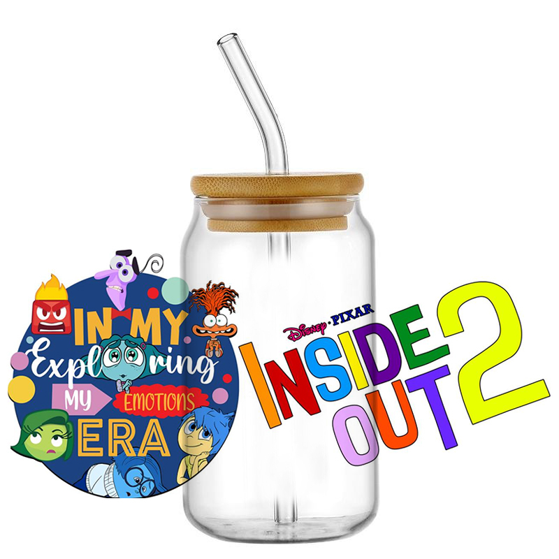 Miniso 3D Cartoon Waterproof Transfer Sticker Inside Out Decal UV DTF Cup Wrap for 16oz Cool Glasses DIY Mug Washable Sticker - Image 24