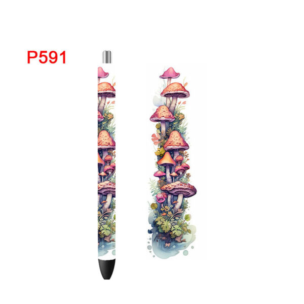 5PCS 4.75x1.5'' Mushrooms Pen Wraps Stickers Boho Flowers Prints UV DTF Vinyl Waterslide Epoxy Pen Wrapper P590 - Image 2
