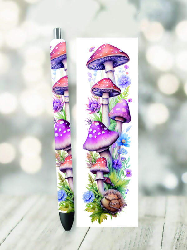 5PCS 4.75x1.5'' Mushrooms Pen Wraps Stickers Boho Flowers Prints UV DTF Vinyl Waterslide Epoxy Pen Wrapper P590 - Image 14