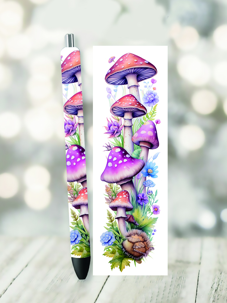 5PCS 4.75x1.5'' Mushrooms Pen Wraps Stickers Boho Flowers Prints UV DTF Vinyl Waterslide Epoxy Pen Wrapper P590 - Image 14