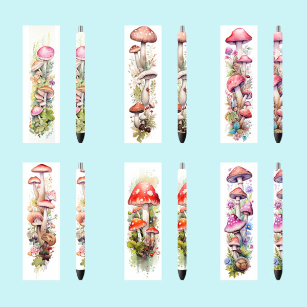 5PCS 4.75x1.5'' Mushrooms Pen Wraps Stickers Boho Flowers Prints UV DTF Vinyl Waterslide Epoxy Pen Wrapper P590 - Image 16