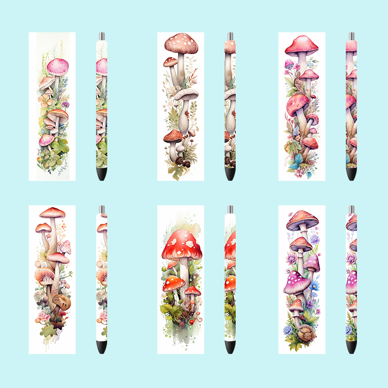 5PCS 4.75x1.5'' Mushrooms Pen Wraps Stickers Boho Flowers Prints UV DTF Vinyl Waterslide Epoxy Pen Wrapper P590 - Image 16