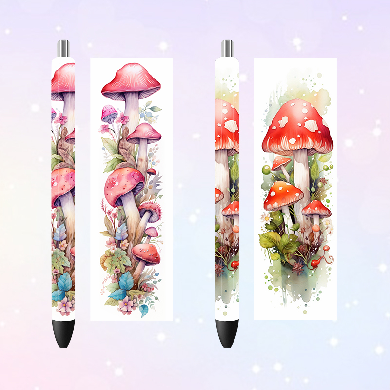5PCS 4.75x1.5'' Mushrooms Pen Wraps Stickers Boho Flowers Prints UV DTF Vinyl Waterslide Epoxy Pen Wrapper P590 - Image 17