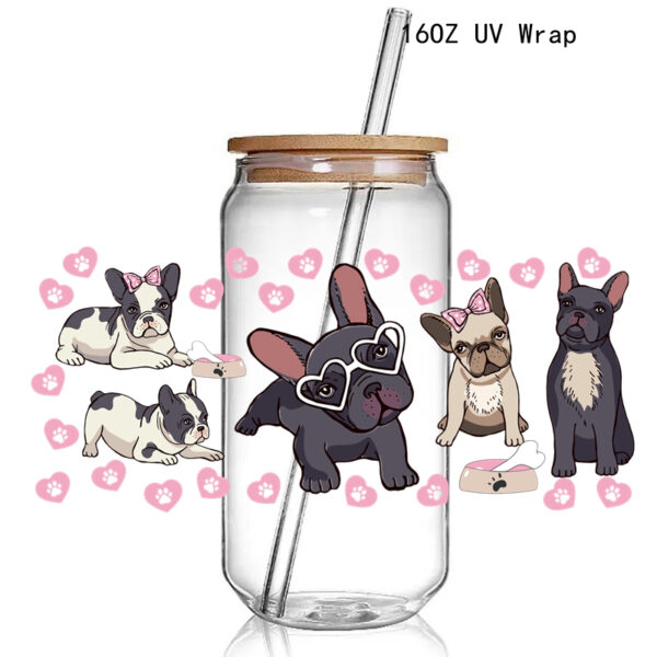5+New Cute Dog Lover Dog Mum Print 3D UV DTF Transfer Stickers Cup Wrap Iron For Glass 16oz Use - Image 2
