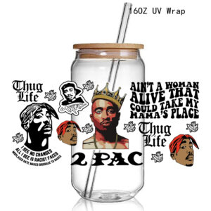 16OZ 3D Hip Hop UV DTF Cup Wrap Transfers Stickers 90S rap raised me Designs Singers UV Cup Wrap DIY Libby Glass Waterproof
