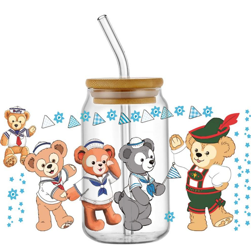Miniso 3D Duffy Sticker 16oz UV DTF Cup Wrap Transfers Stickers Cartoon Bear Washable Custom Logo DIY Mug Sticker - Image 2