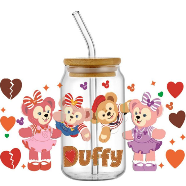 Miniso 3D Duffy Sticker 16oz UV DTF Cup Wrap Transfers Stickers Cartoon Bear Washable Custom Logo DIY Mug Sticker - Image 4