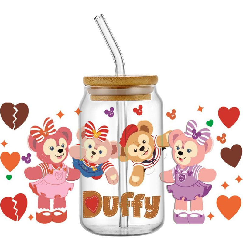 Miniso 3D Duffy Sticker 16oz UV DTF Cup Wrap Transfers Stickers Cartoon Bear Washable Custom Logo DIY Mug Sticker - Image 4