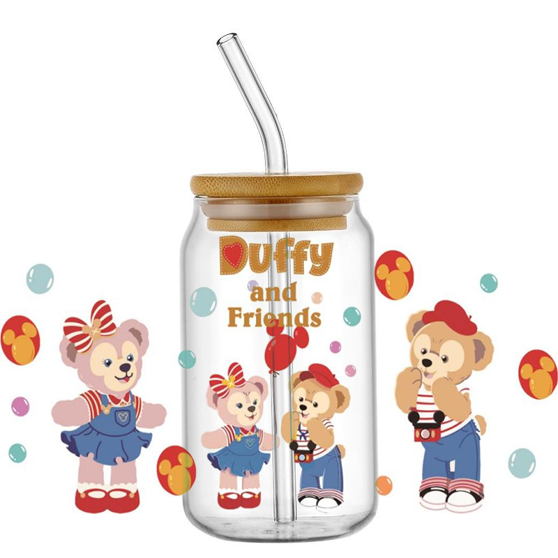 Miniso 3D Duffy Sticker 16oz UV DTF Cup Wrap Transfers Stickers Cartoon Bear Washable Custom Logo DIY Mug Sticker - Image 5